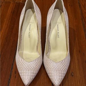 NEW Sarah Flint Perfect Pump 85 in Rose Shimmer Textile - Size 9.5 / 40.5